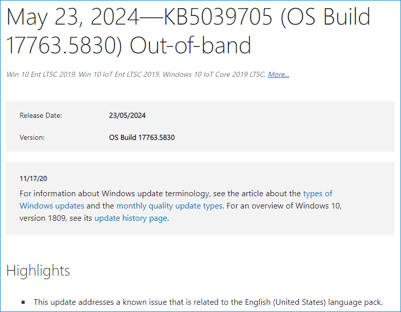 out-of-band update KB5039705
