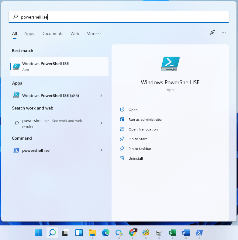 Search for PowerShell ISE