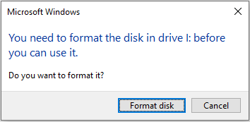the error message asking for formatting