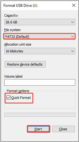 click the Start button