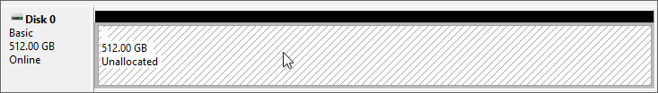 the deleted ReFS partition shows as unallocated in Disk Management