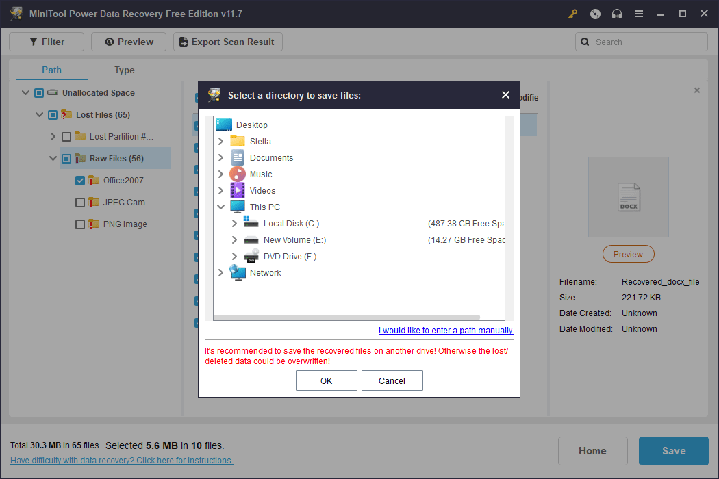 select a directory to save the selected files