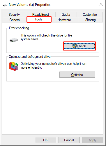 use the Error checking utility to detect the SD card