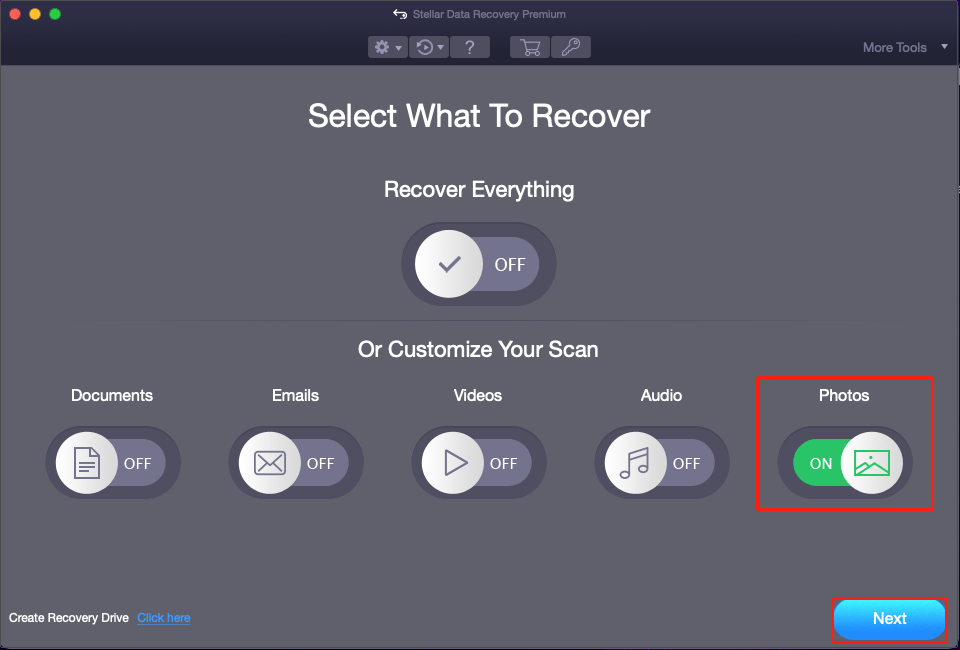 scan photos using Stellar Data Recovery for Mac