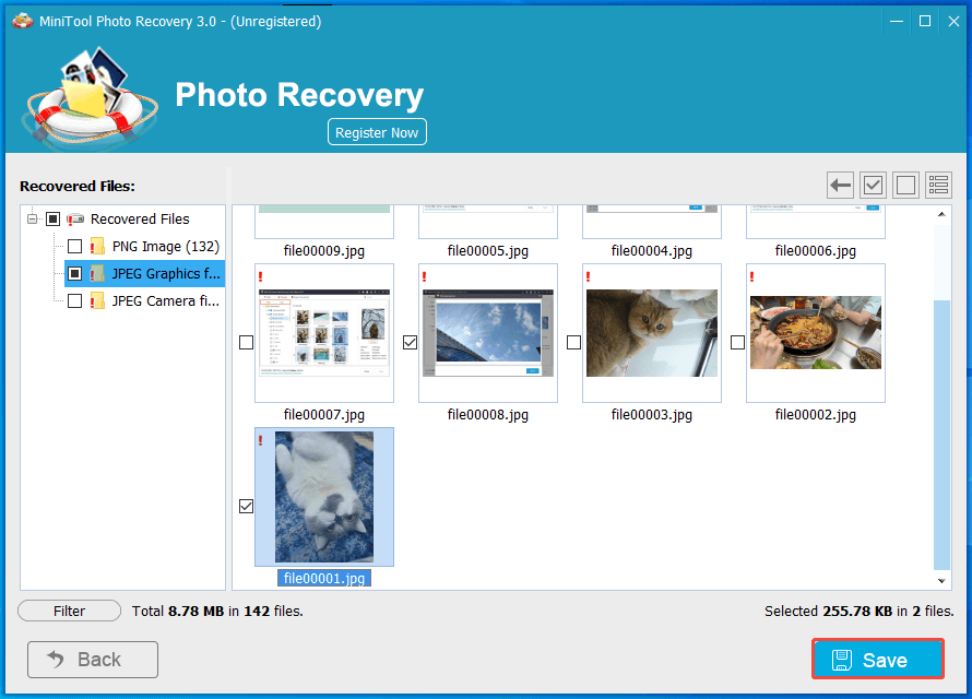 select needed files and click Save