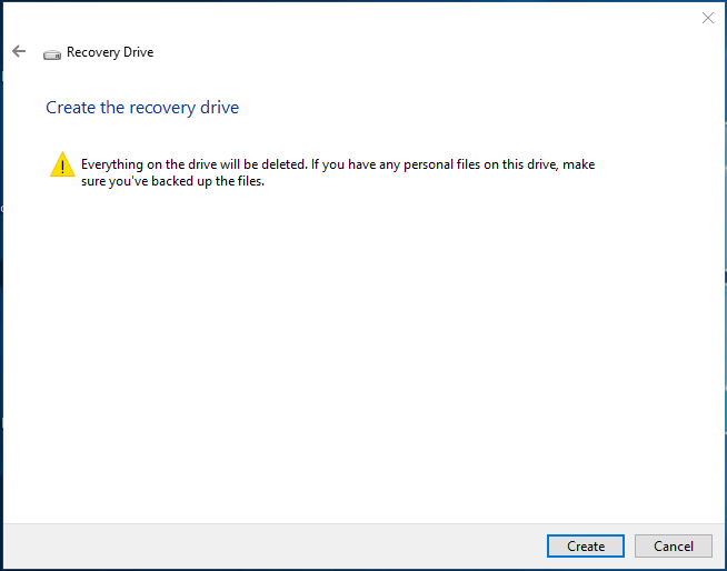 a warning window for deleting everything