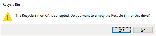 the Recycle Bin is corrupted