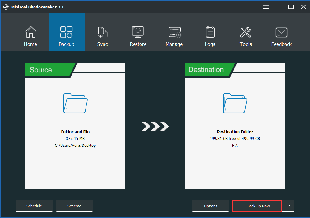 Archivos de copia de seguridad de MiniTool ShadowMaker
