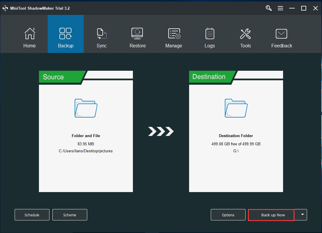 back up files with MiniTool ShadowMaker