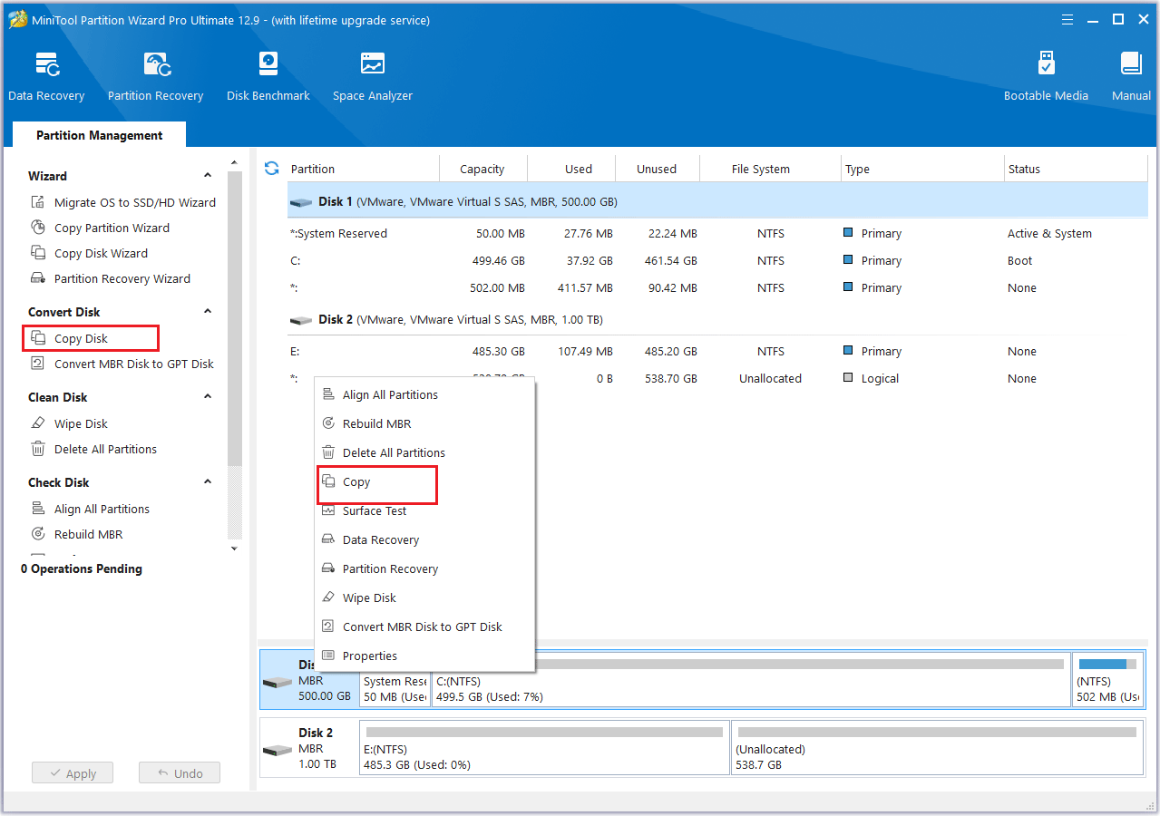 Cliquez sur Appliquer dans MiniTool Partition Wizard