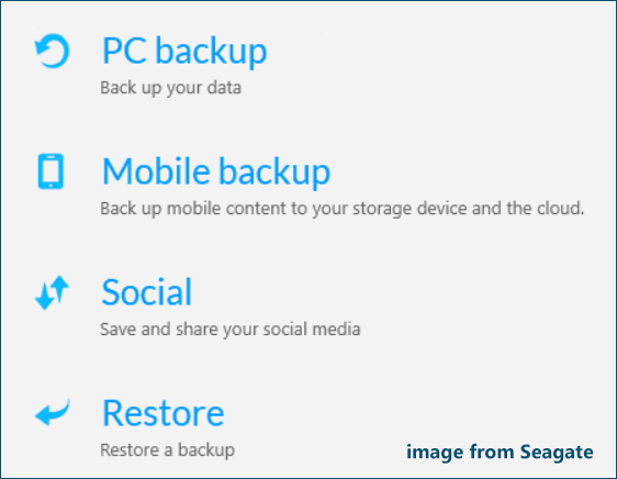 Seagate Dashboard features