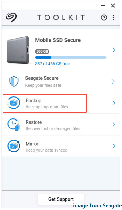 Seagate Toolkit main interface