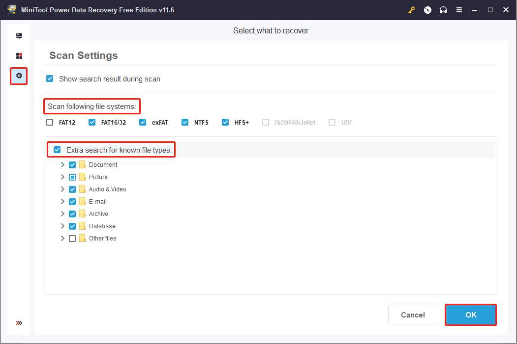 change Scan Settings