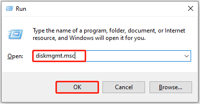 open Disk Management from the Run window