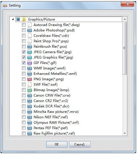set the type of data needing to be filtered 2