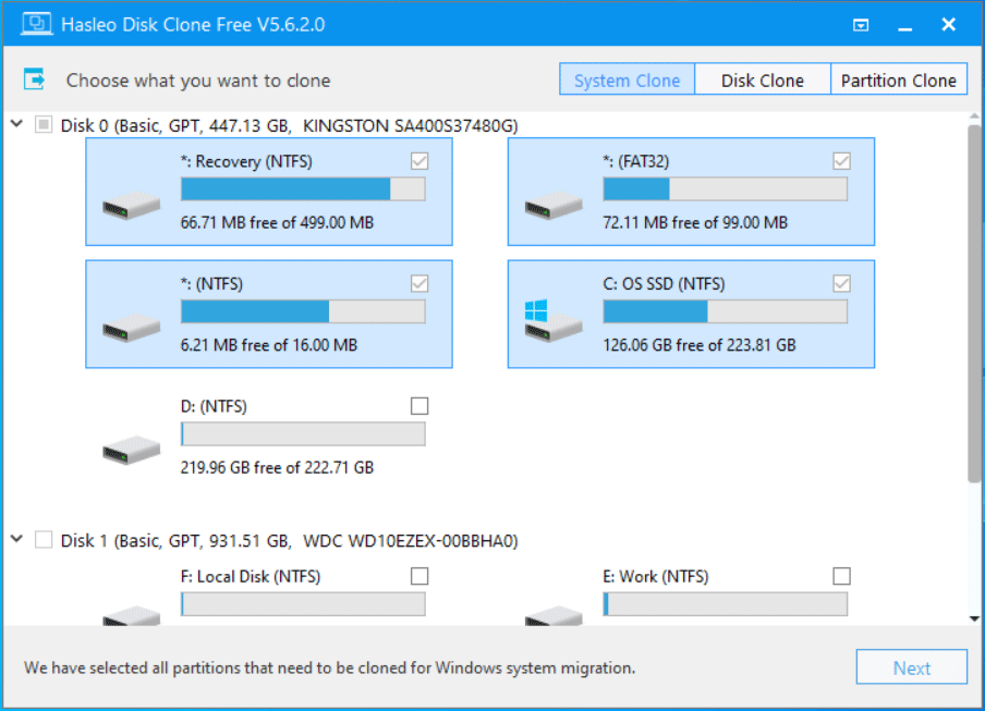 The main interface of Hasleo Disk Clone.