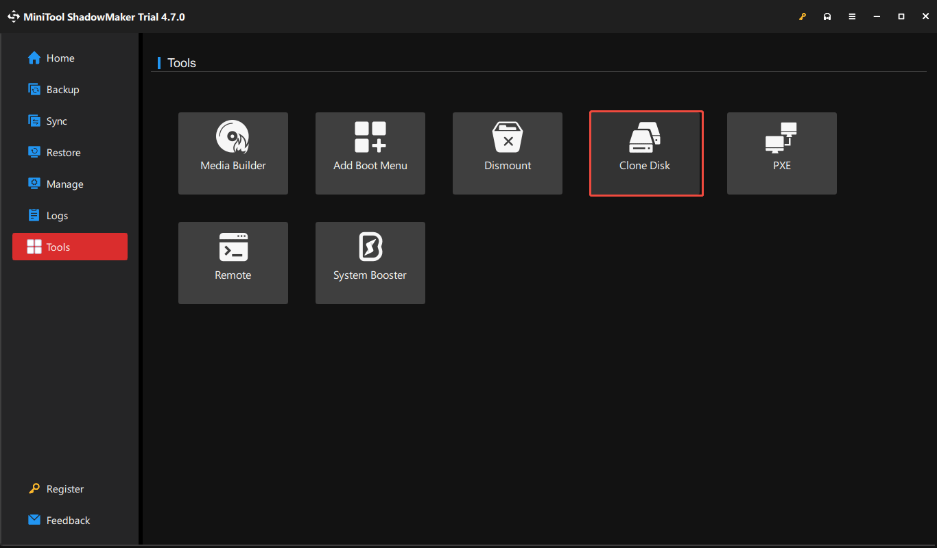 clone disk with MiniTool ShadowMaker