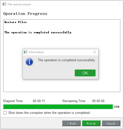 the operation is completed