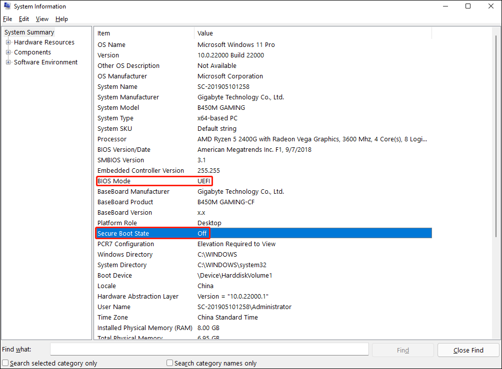check the status of secure boot
