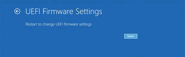 click Restart to enter UEFI firmware