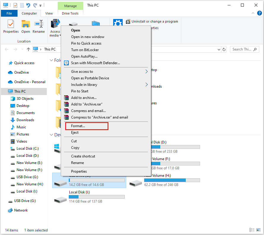 click Format option
