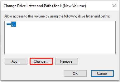 click on the Change button
