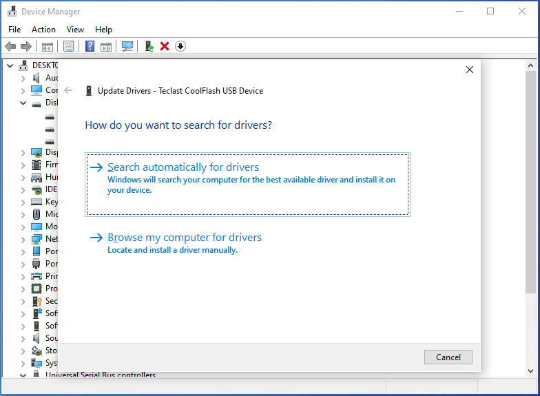 pick a way to update the USB driver