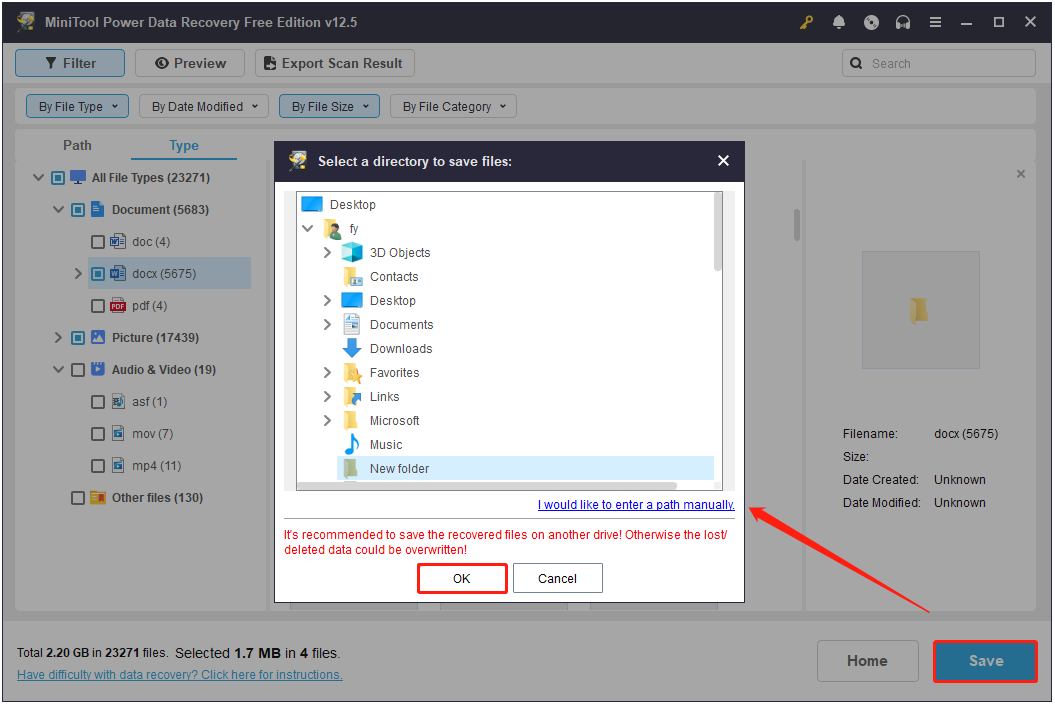 Cliquer sur « Enregistrer » pour sauvegarder les fichiers récupérés dans MiniTool Power Data Recovery.
