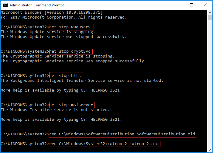 input the command