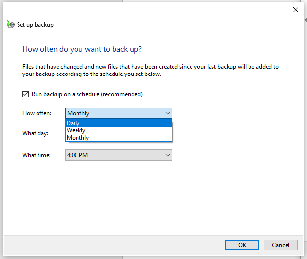 run a backup on a schedule