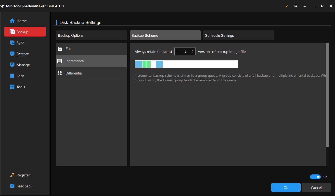 change a backup scheme