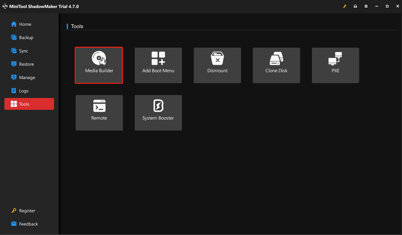 choose Media Builder from the Tools page