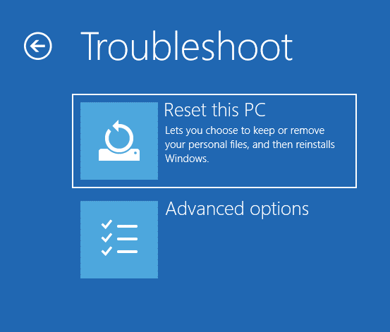 choose Reset this PC