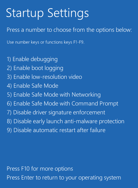 Windows 10 safe mode for system restore