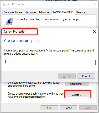 create a restore point manually
