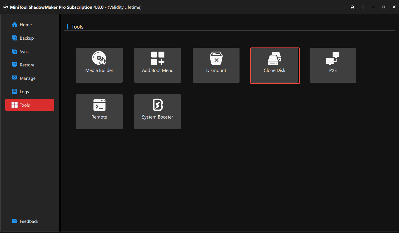 The MiniTool ShadowMaker interface with selected Clone Disk for SSD upgrade.