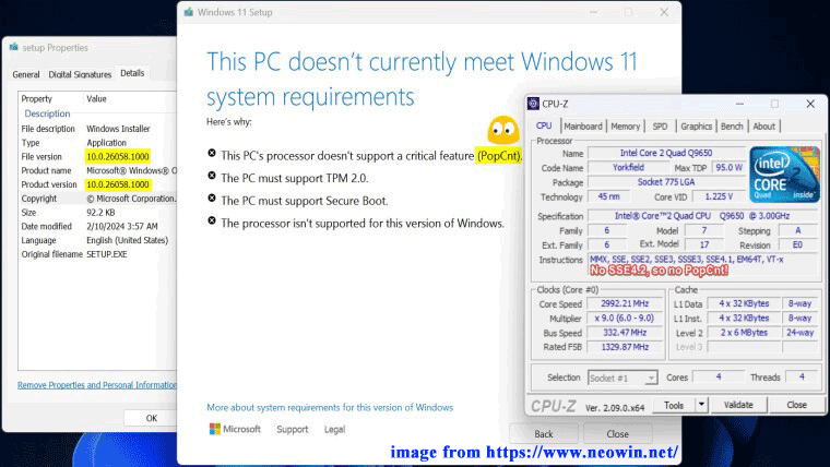 This PC's processor doesn't support a critical feature popcnt