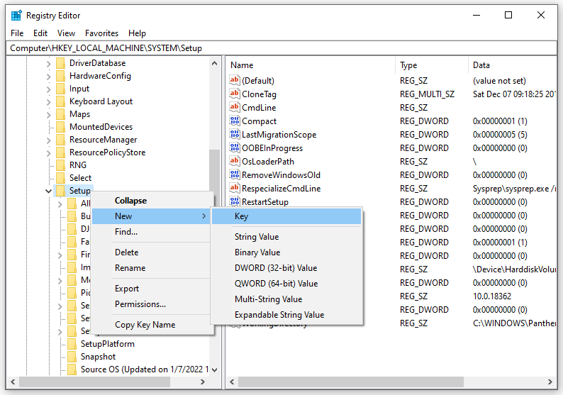create a new key