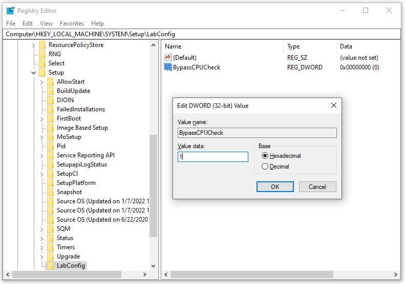 change it value data to 1