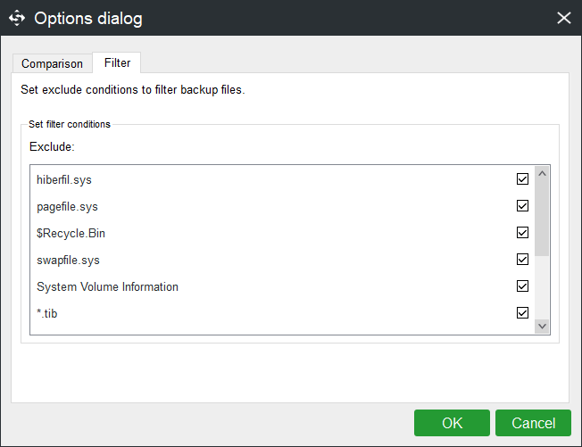 MiniTool ShadowMaker exclude files from syncing
