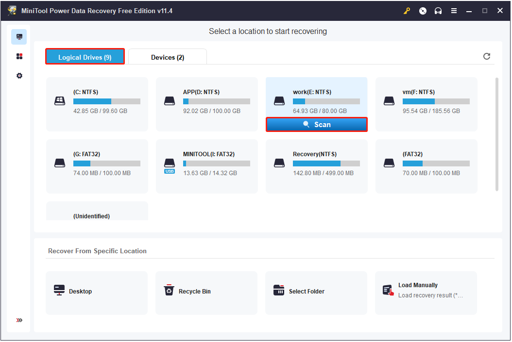 select a drive to scan