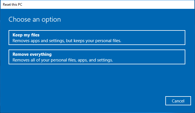 choose keep my files