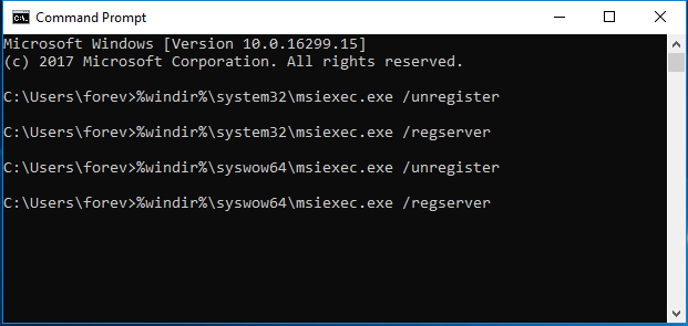 type the command and hit Enter to continue after each command