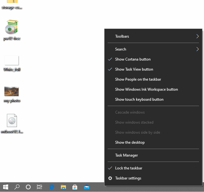 lock the taskbar