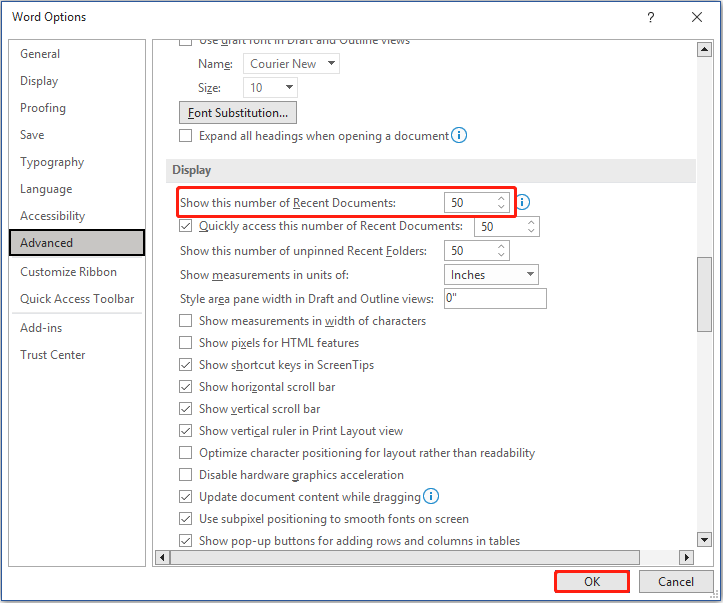 set how many recent files to display