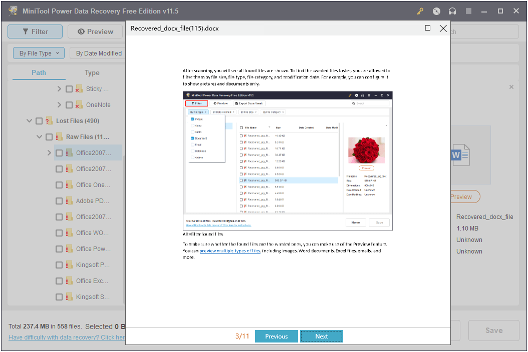 preview found Word documents
